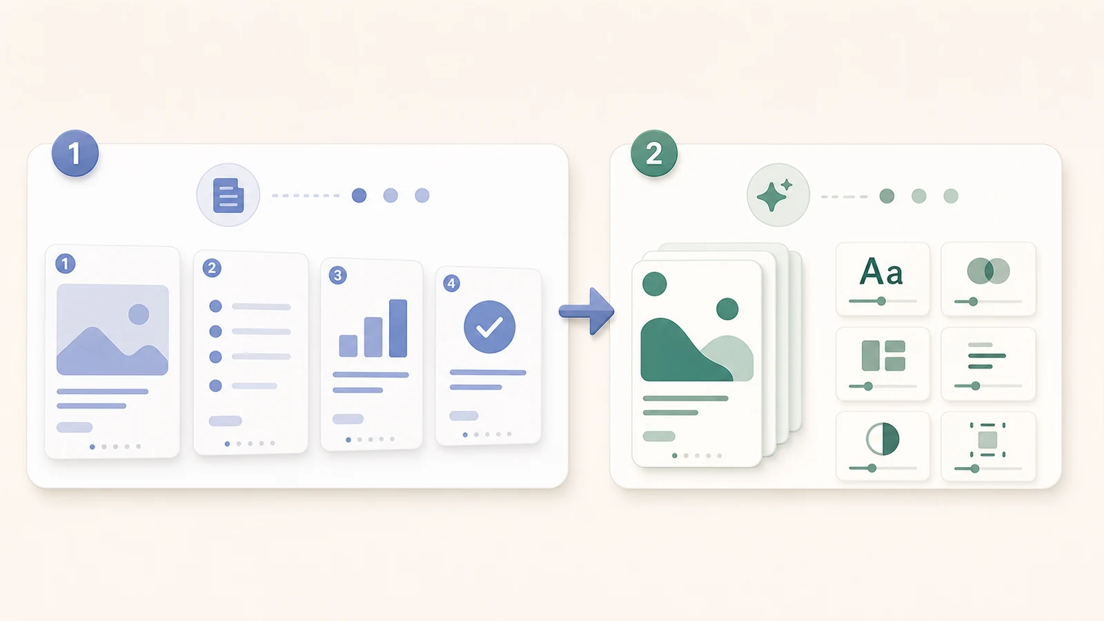 Carousel review process showing story review before design polish