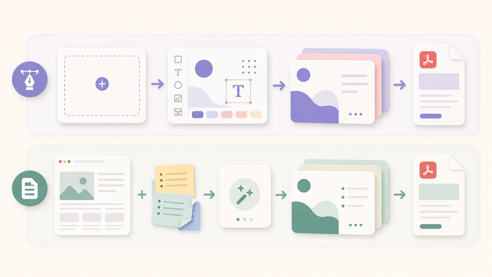 Source-first carousel workflow compared with design-first workflow