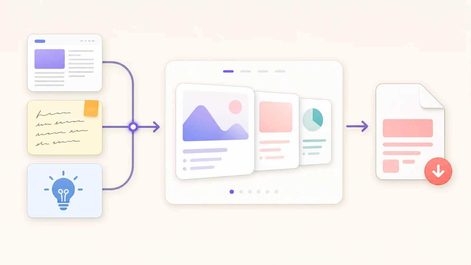Workflow from source content to editable LinkedIn carousel and PDF export