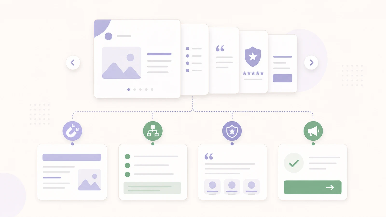 Illustration of the anatomy of a high-performing LinkedIn carousel for a LinkedIn carousel article.