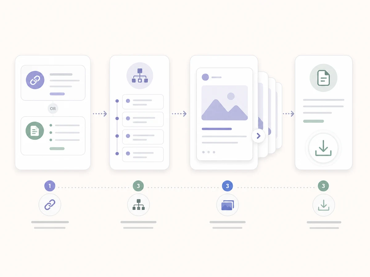 Workflow diagram for making a LinkedIn carousel without Canva.