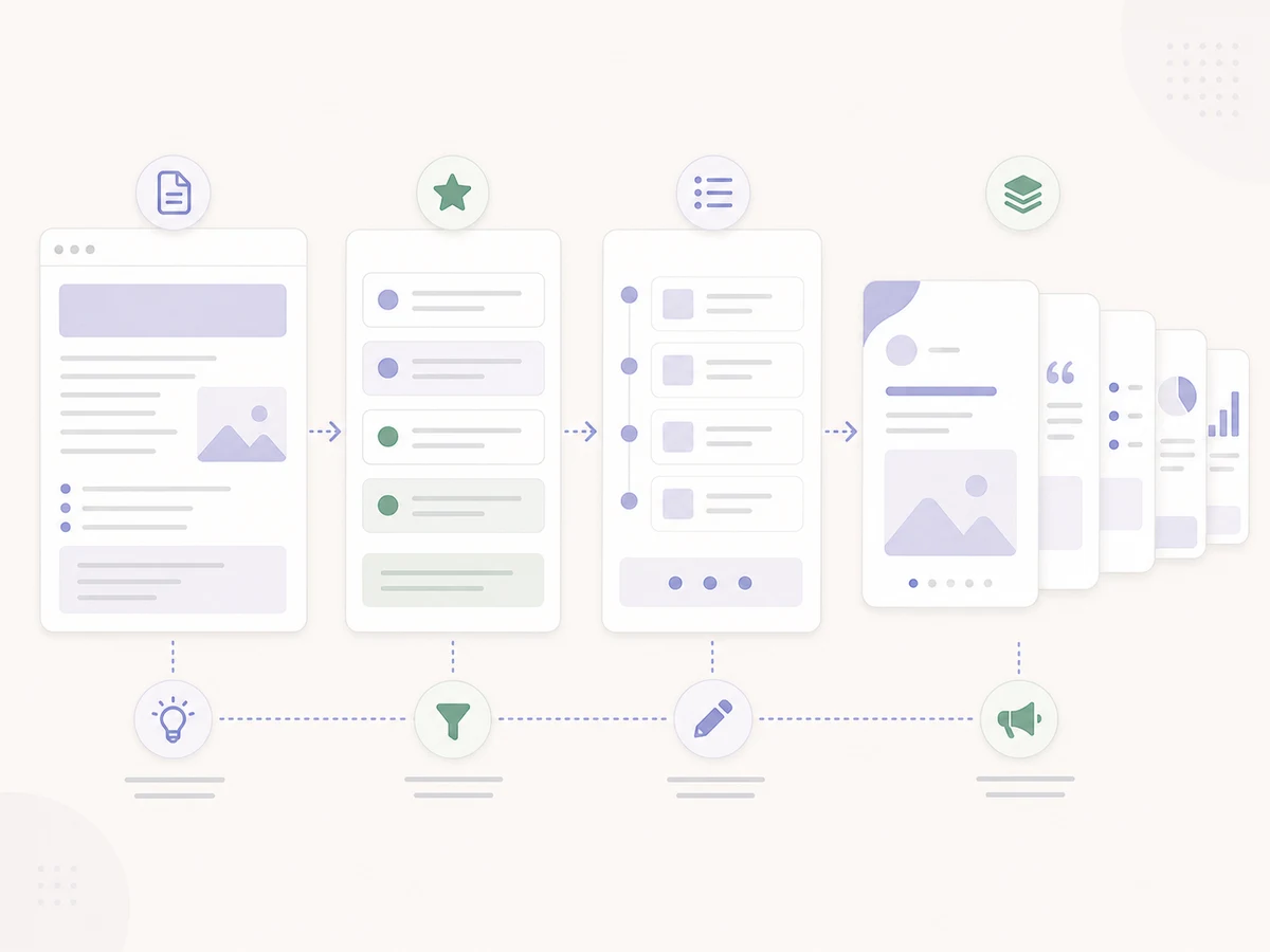 Workflow diagram for repurposing a blog post into a LinkedIn carousel.