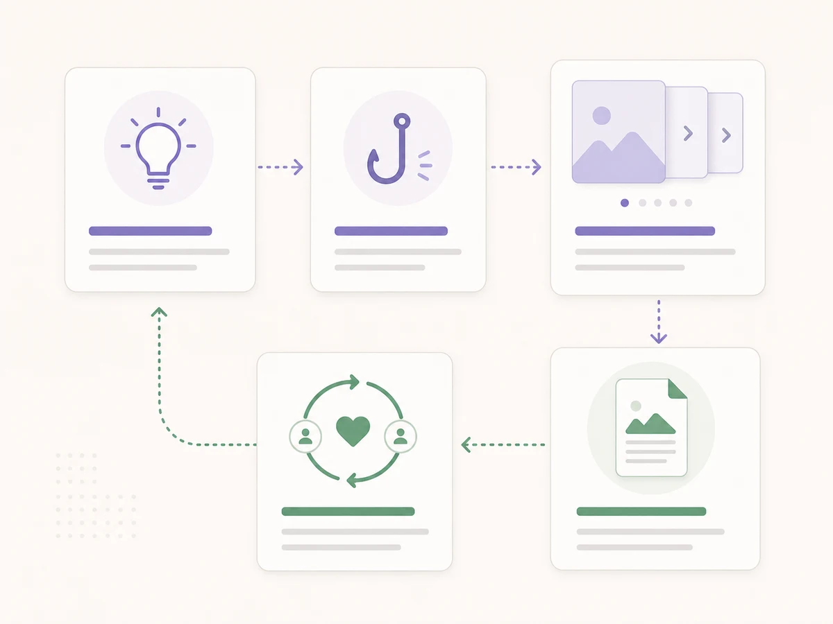 Workflow diagram for why LinkedIn carousels get more engagement.