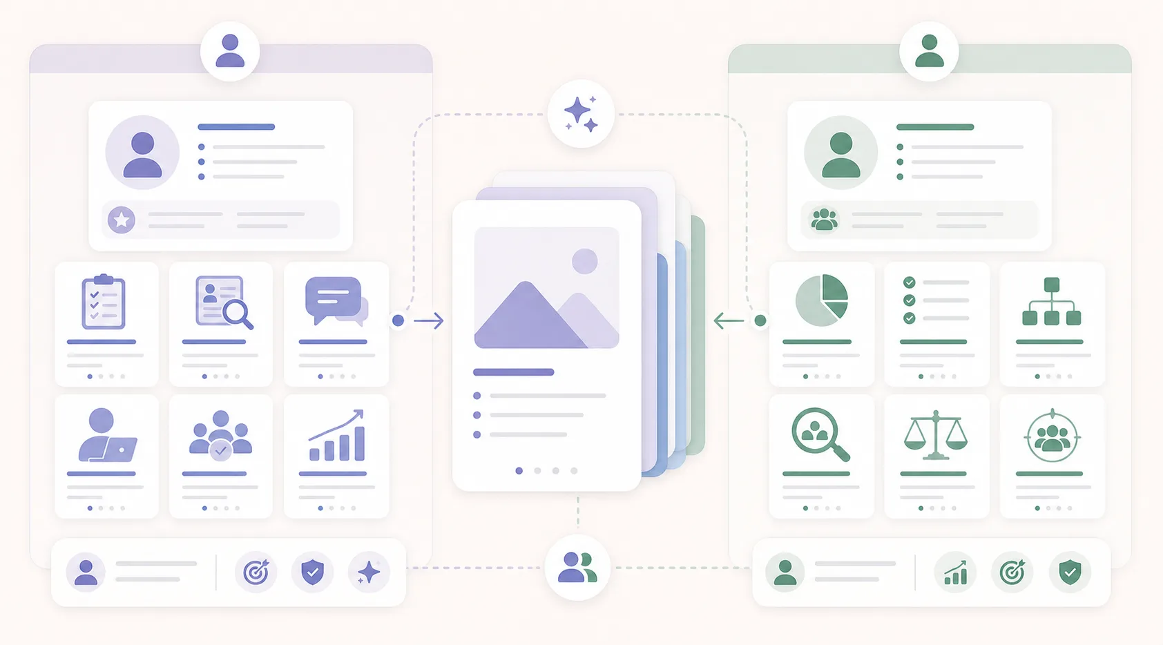 Recruiter carousel content split between candidates and hiring managers
