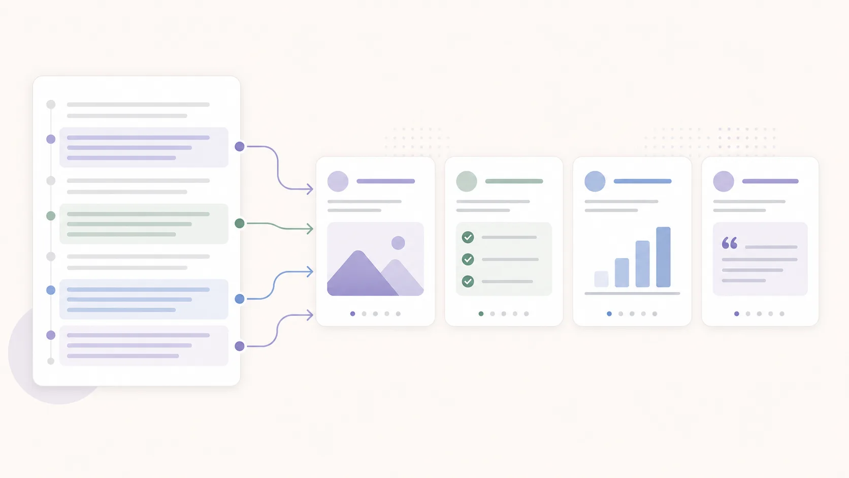 Transcript sections becoming focused LinkedIn carousel slides